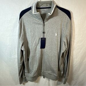Polo Ralph Lauren Mens Full Zip Up Knit Sweatshirt Jacket Gray Size Large NEW